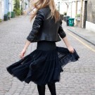 BLACK CHIFFON MIDI SKIRT