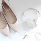 NUDE FLATS & WHITE HEADPHONES