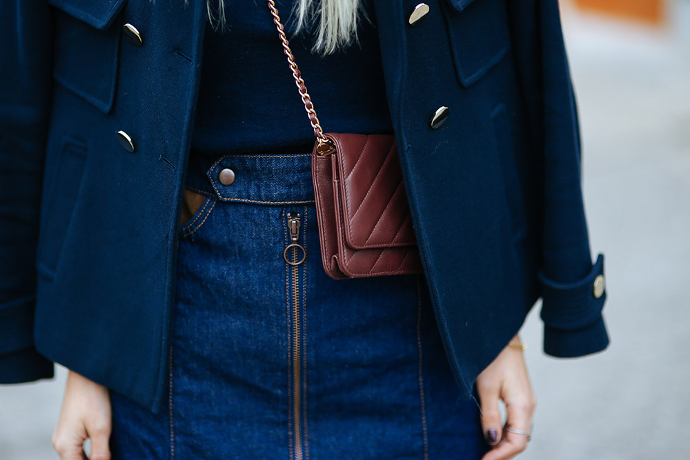 Louis Vuitton denim skirt inspiration