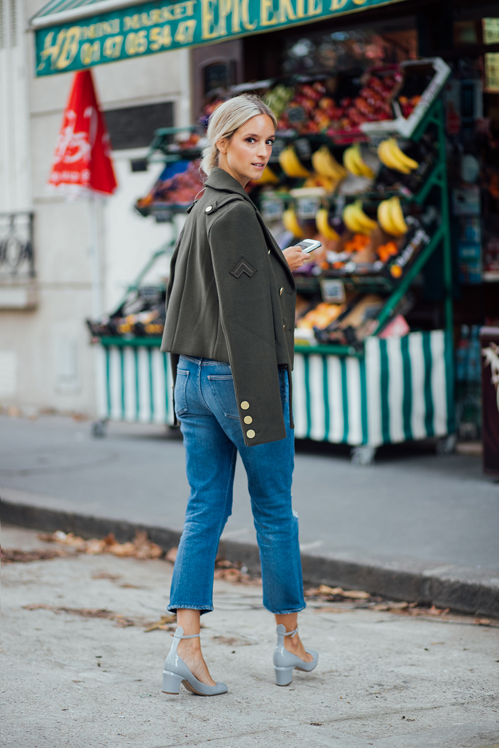 Tibi Admiral cropped peacoat Roger Vivier Micro Viv bag Charlotte Groeneveld The fashion guitar