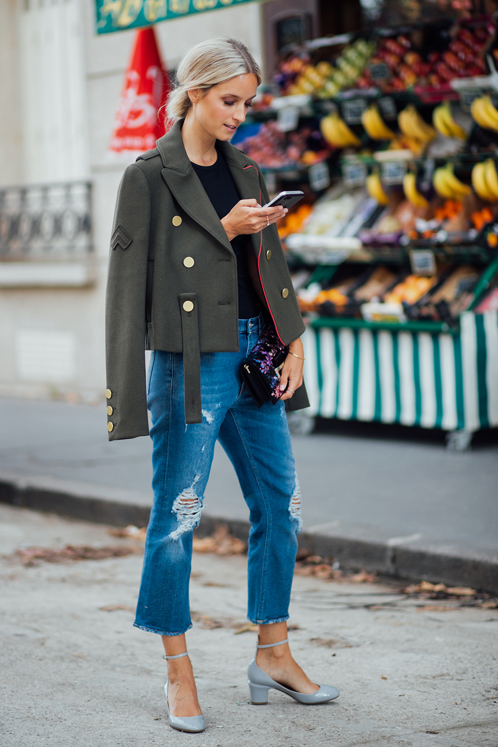 Tibi Admiral cropped peacoat Roger Vivier Micro Viv bag Charlotte Groeneveld The fashion guitar