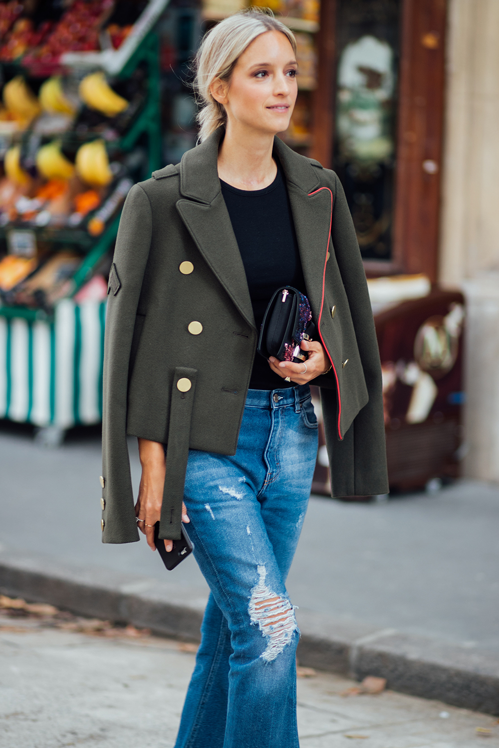 Tibi Admiral cropped peacoat Roger Vivier Micro Viv bag Charlotte Groeneveld The fashion guitar