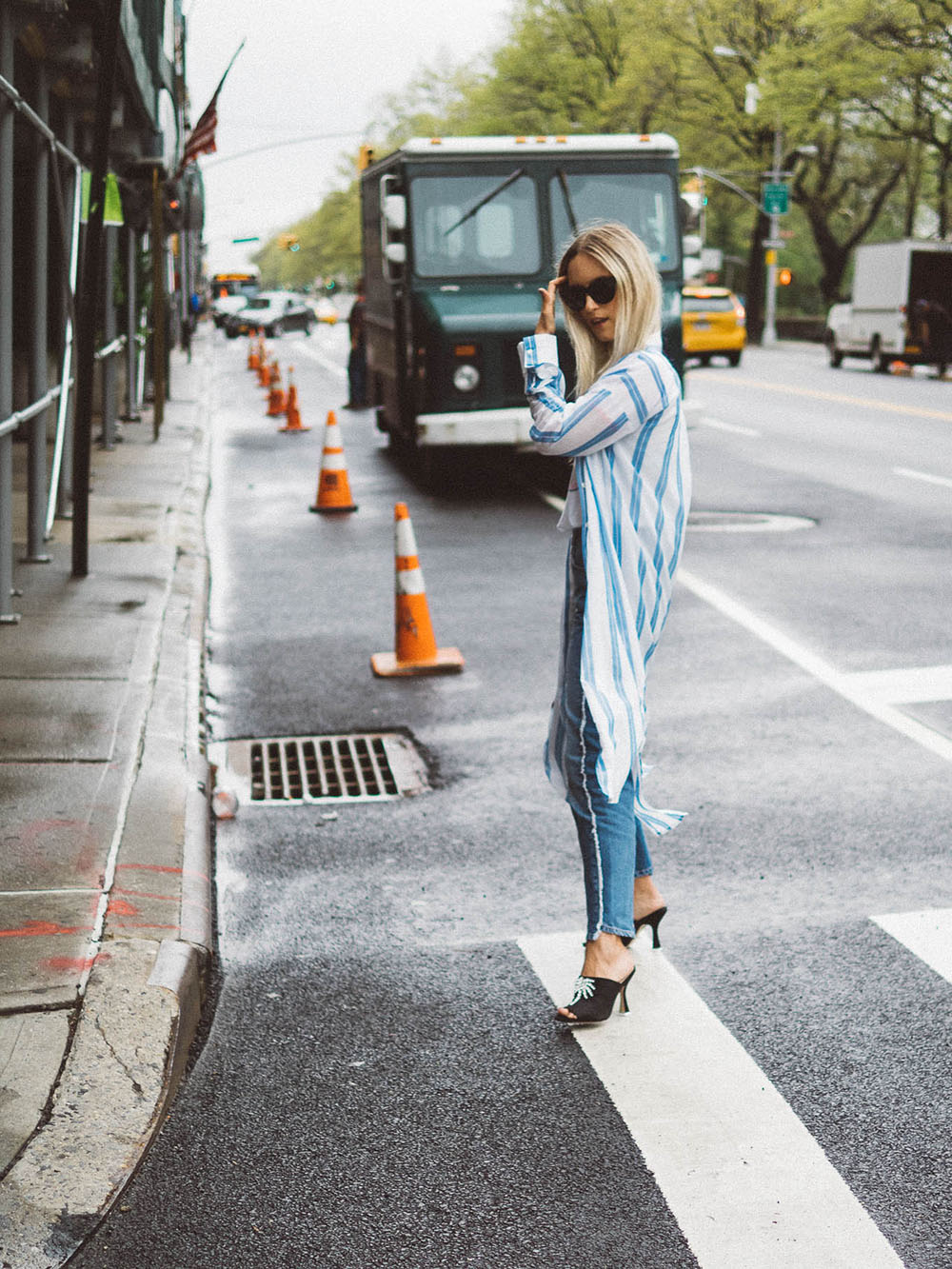 Charlotte Groeneveld Thefashionguitar for Moda Operandi wearing Attico crystal embellished mules