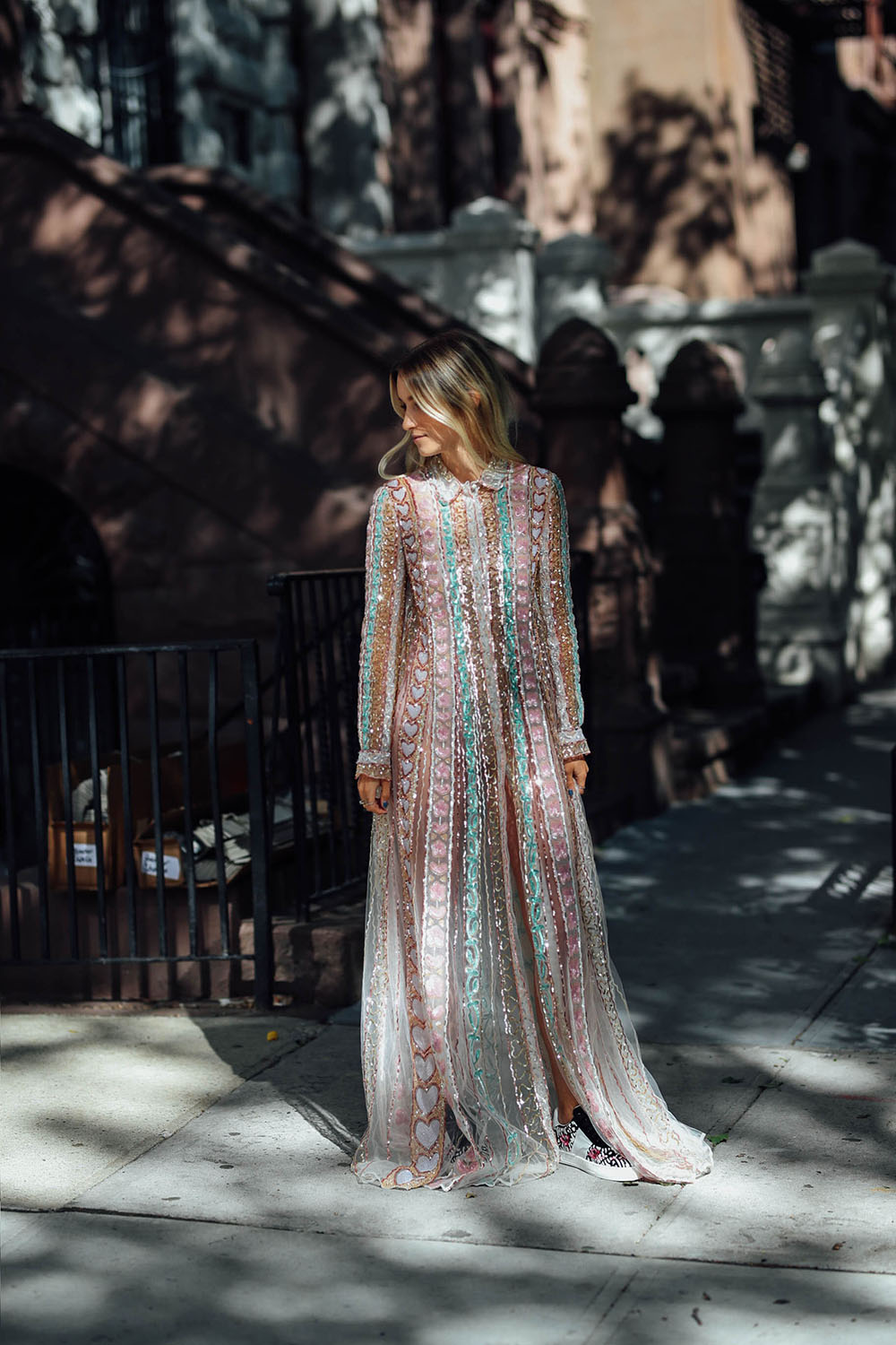 Thefashionguitar Charlotte Groeneveld wearing Valentino Pre-Fall 2017 dress and sneakers